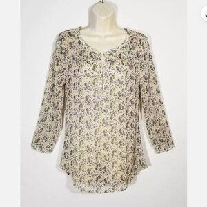 LUCKY BRAND Henley Top Blouse 6220E1M